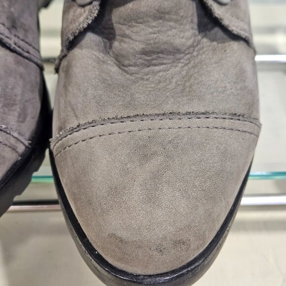 SOREL After Hours Wedge Heels Boots Women's Size 9 Taupe Gray Suede Lace Up - Picture 9 of 13